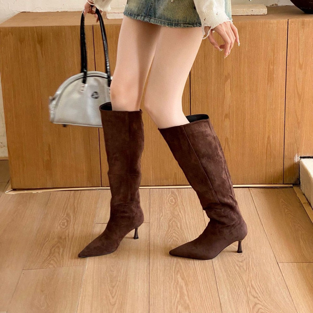 Tax-free Tube About Elegant Suede Stiletto Slimming Women's Leather Boots