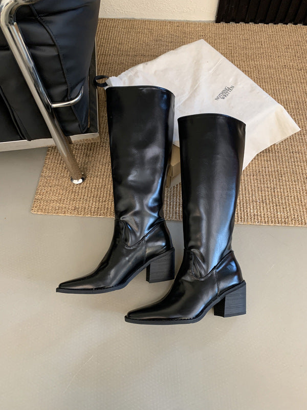Long Female Tube Tail Soft High Stiletto Women's Leather Boots