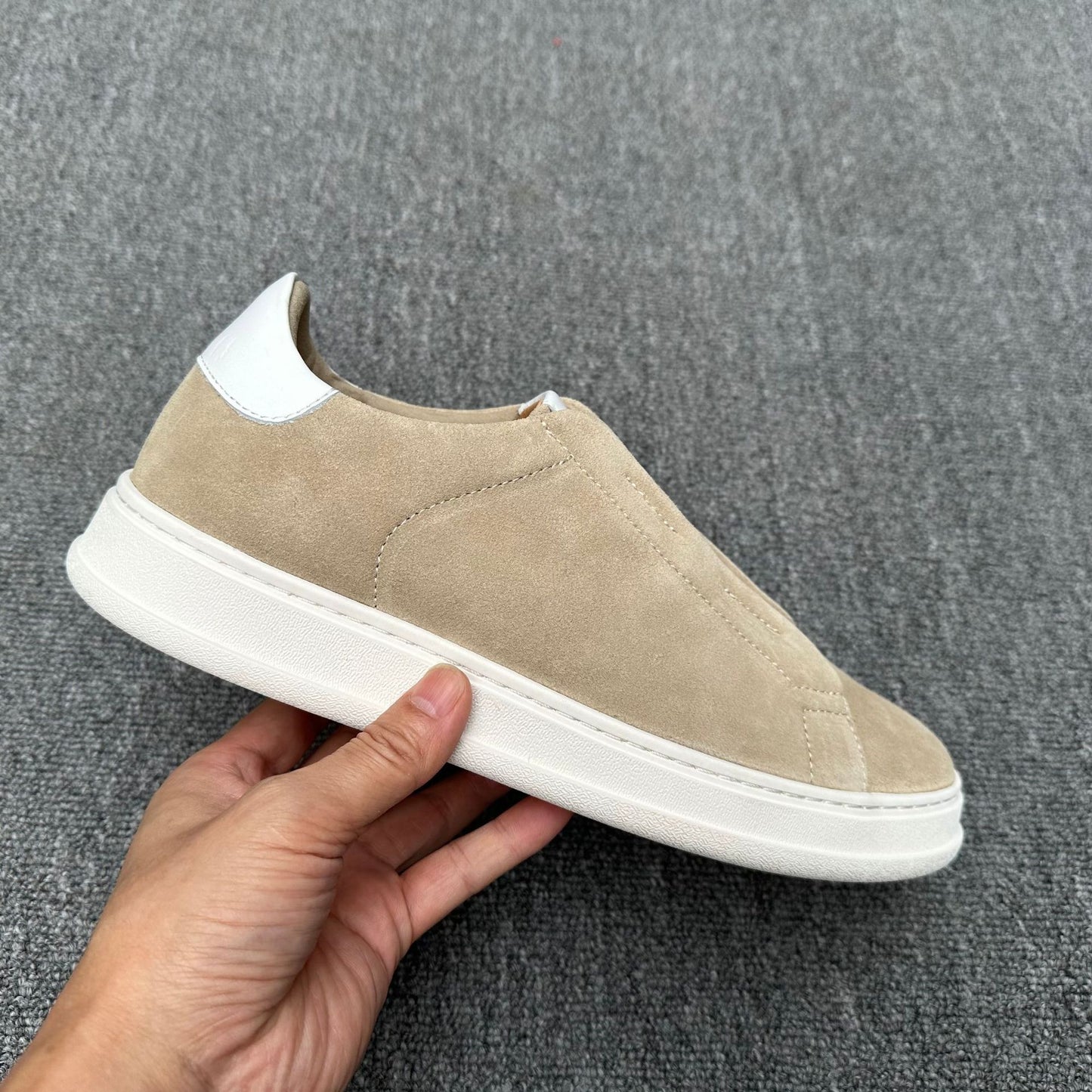 Men's Elastic Band Cow Split Lazy Flat Men's Shoes