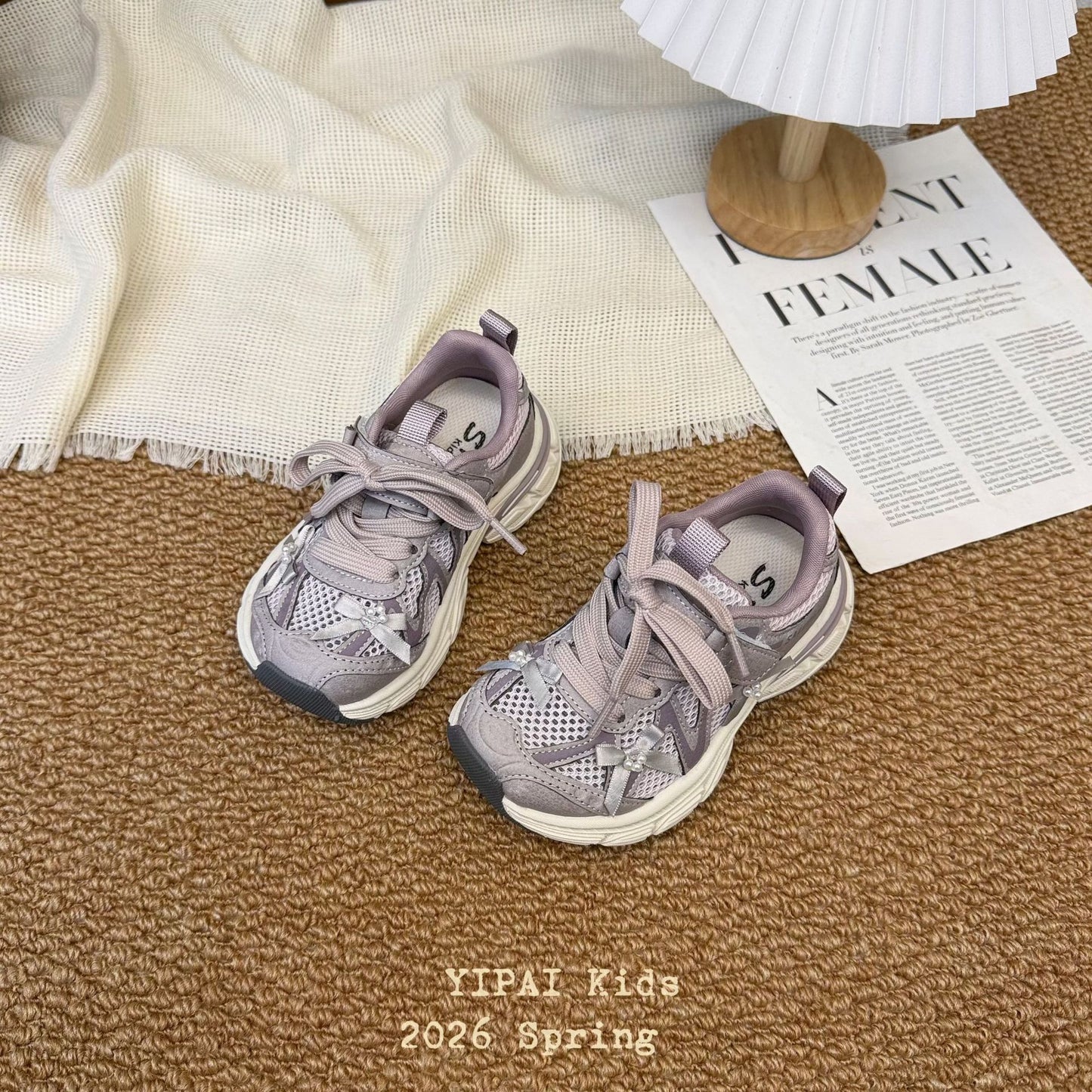 Children's Spring Boys Hollow Mesh Surface Shock Children's Sports Shoes