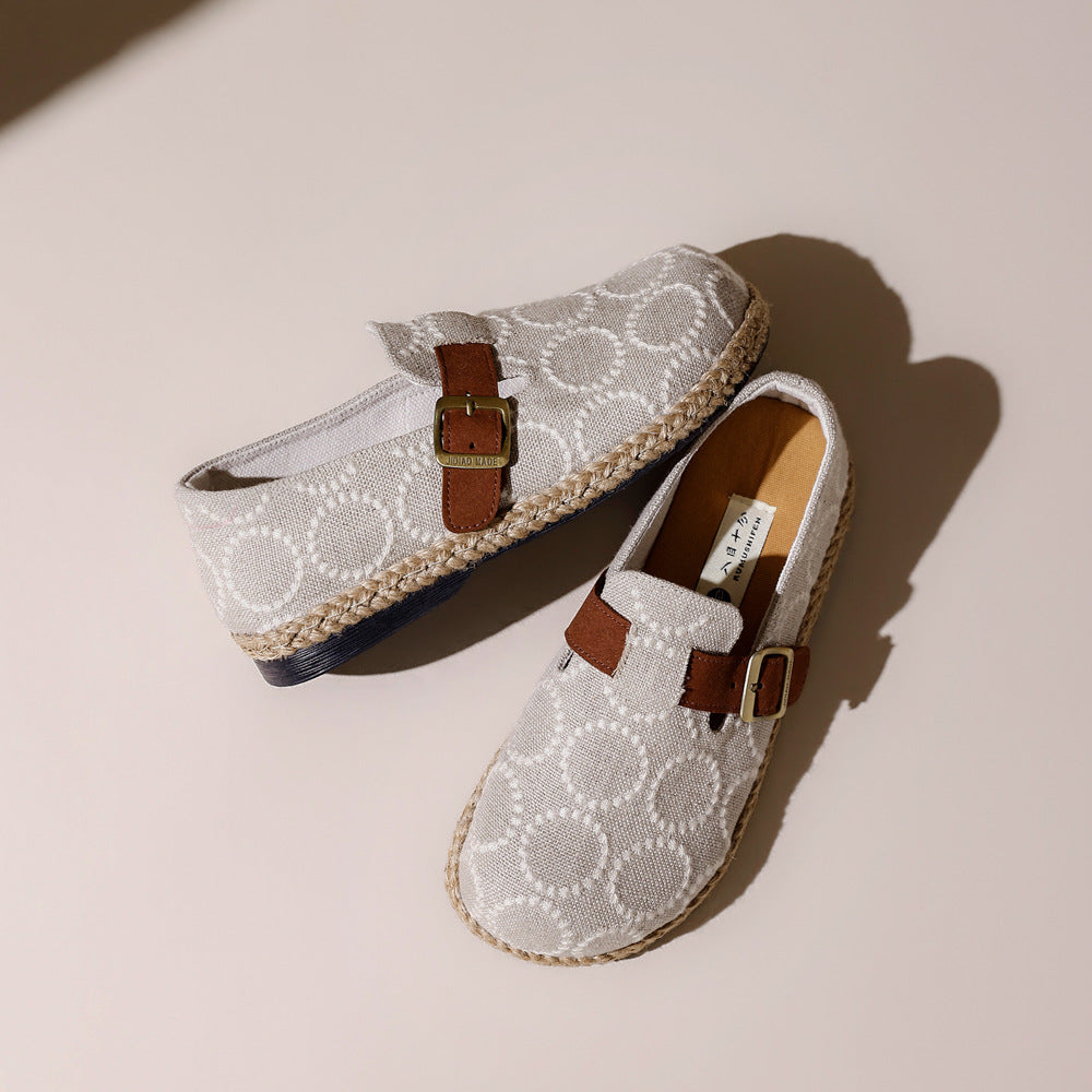 Women's Very Retro Circle Embroidered Breathable Linen Women's Casual Shoes