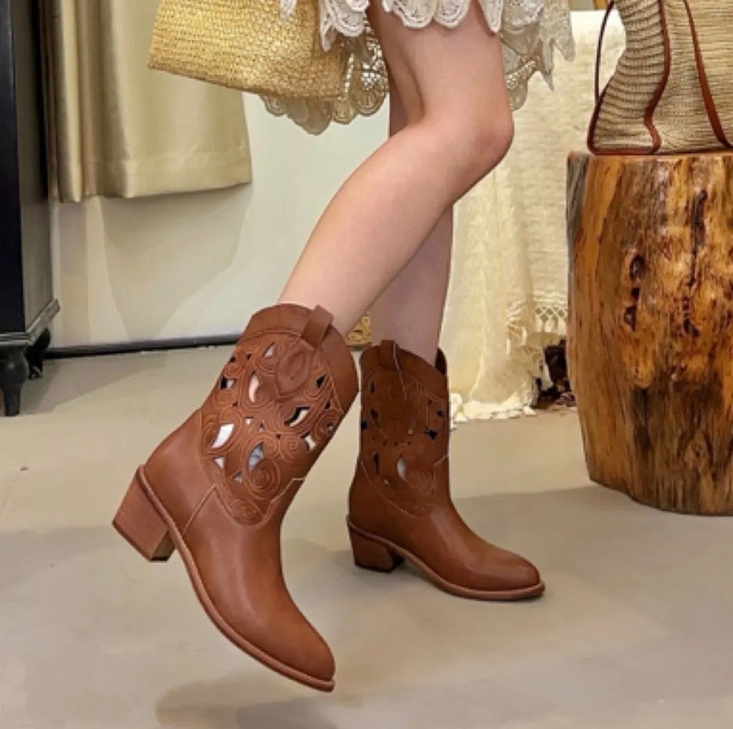 Summer Western Cowboy Grassland Wear Retro Boots