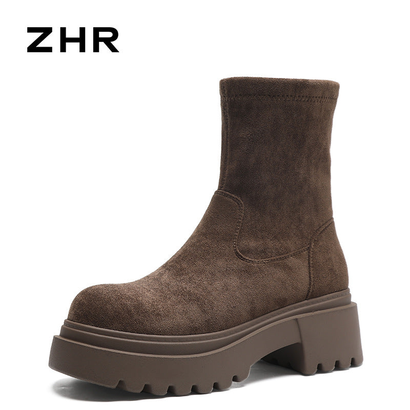 Stretch Winter Veet Thermal Booties High Thin Thick Women's Cotton Shoes