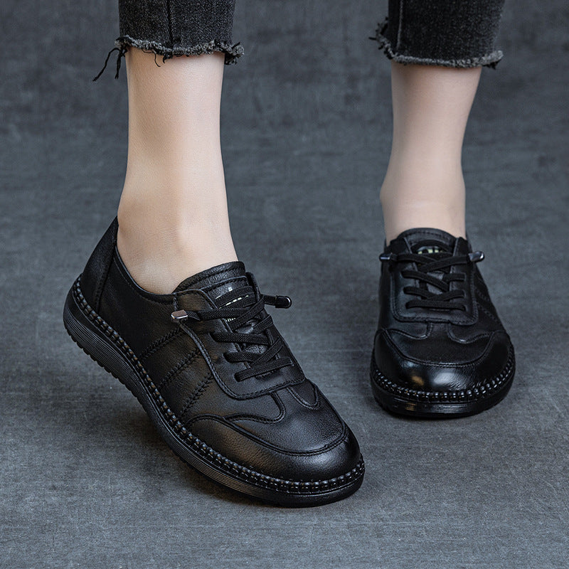 Women's First Layer Cowhide Vintage Handmade Spring Flat Soft Bottom Comfortable Loafers