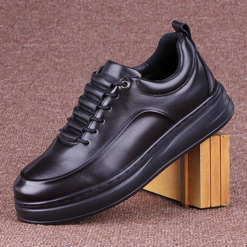Men's First Layer Cowhide Autumn Platform Sports Leather Shoes