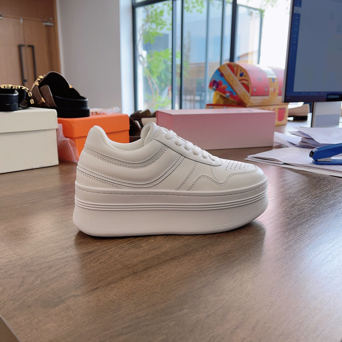 Women's Platform White Genuine Elevator Breathable Muffin Versatile Sports Height Women's Casual Shoes