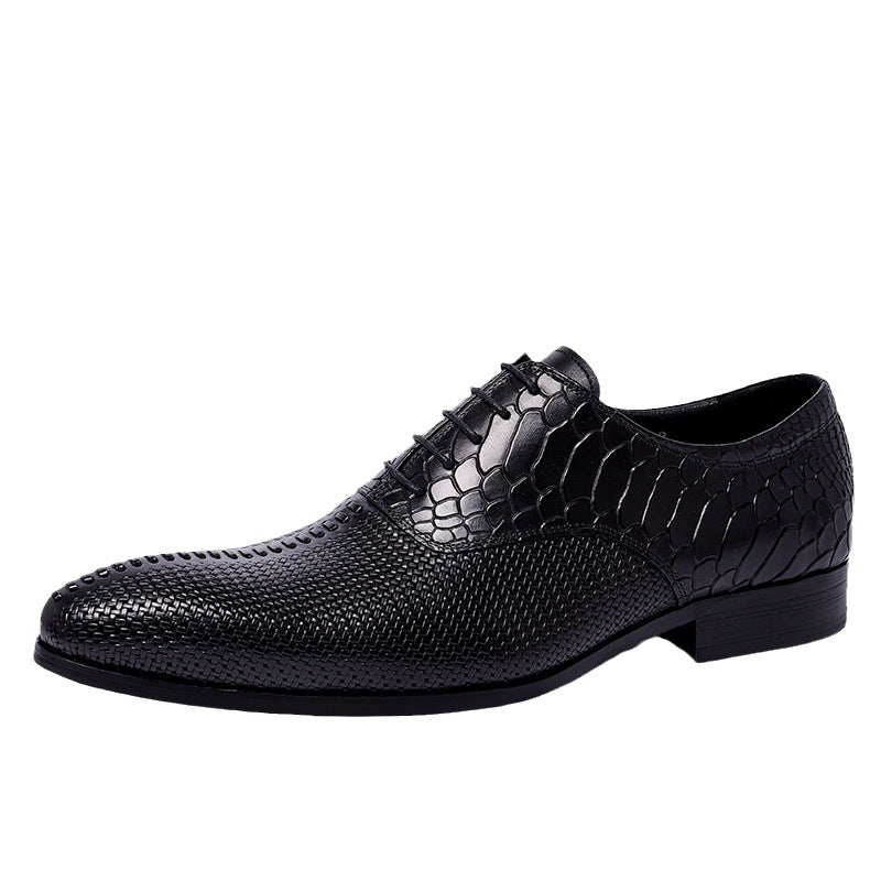 Men's Big Promotion Business Embossed Snake Pattern Handmade Leather Shoes