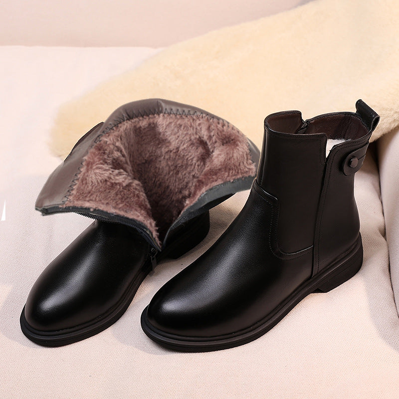 Women's Wool Mid Thickened Veet Ankle Thick Soft Heels