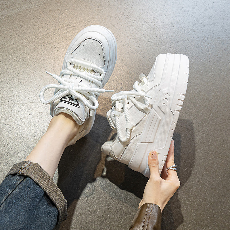 Women's European Goods Platform White Early Spring Small Round Toe Trendy Women's Cotton Shoes