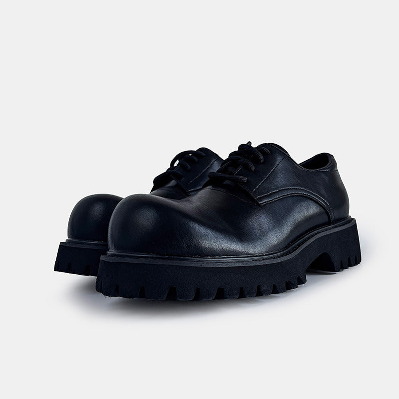 Women's & Men's Big Head Derby Thick Bottom Increased Men's Casual Leather Shoes