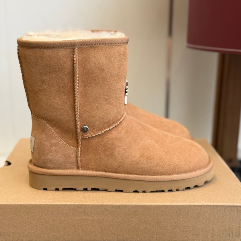Women's & Men's Cross Fur Integrated Cotton Plus Veet Women's Snow Boots