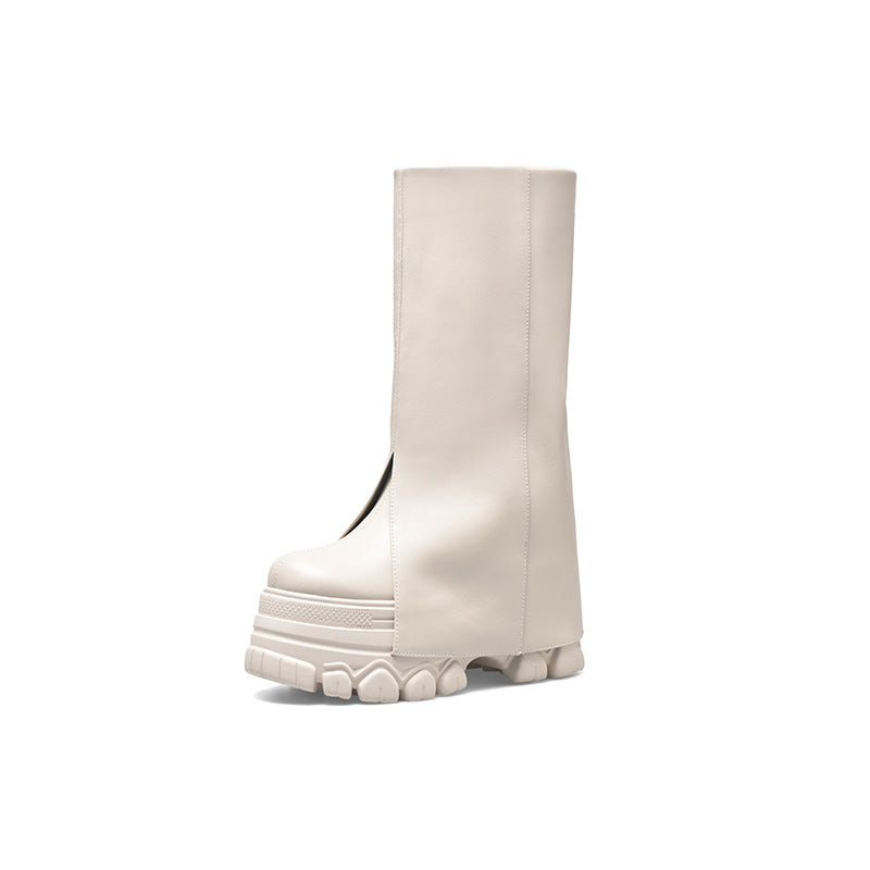Increasing Insole Middle Small British Style Women's Leather Boots