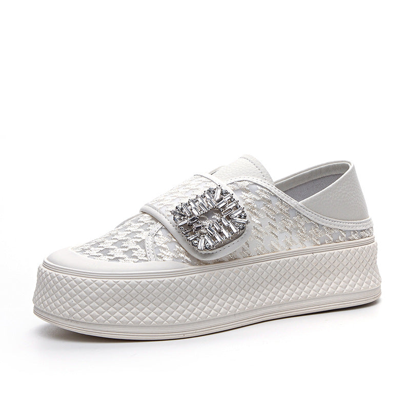 Women's White Summer Breathable Mesh Velcro Comfortable Casual Shoes