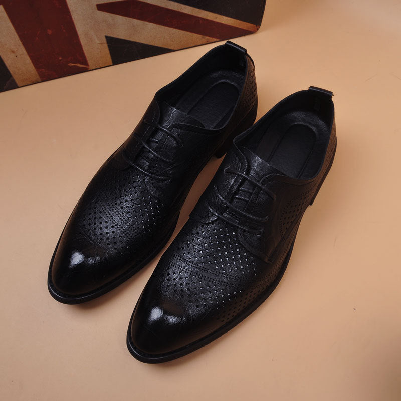 Men's Breathable Summer Korean Style Height Increasing Men's Business Leather Shoes