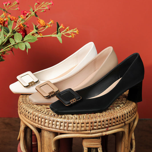 Women's Pumps Chunky Square Toe Dress Comfortable Women's Shoes