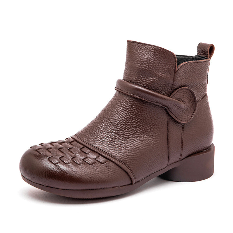 Women's Ethnic Style Warm Round Toe Mother Martin Winter Chunky Women's Cotton Shoes