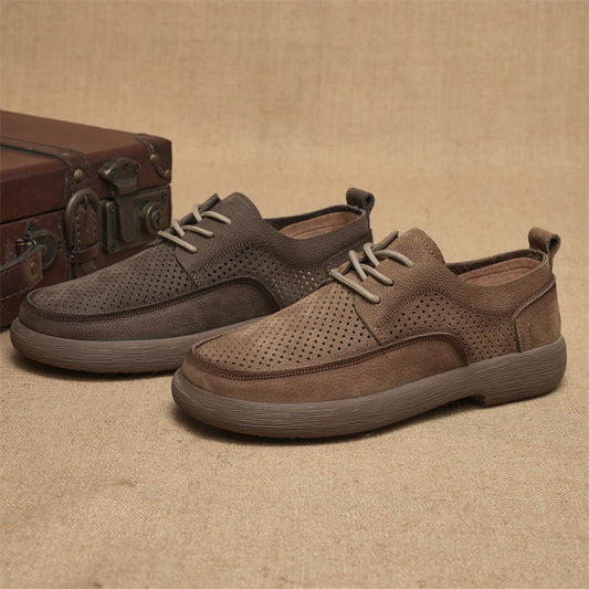Men's Summer Breathable Vintage Board Mesh Leather Shoes