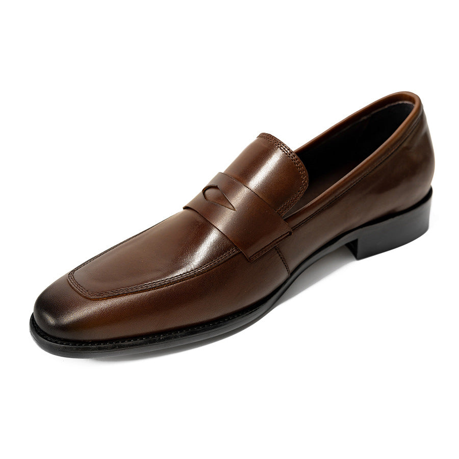 Men's Quality Penny Square Toe Cowhide Slip-on Loafers