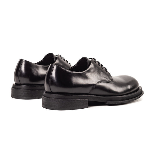 Men's British Black Spring Formal Wear Thick Sole Leather Shoes