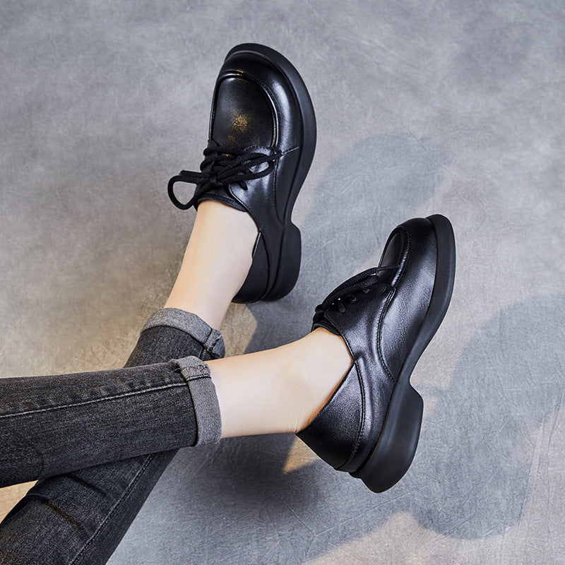Women's Layer Cowhide Handmade Retro Small For Spring Two-way Lazy Soft Leather Shoes