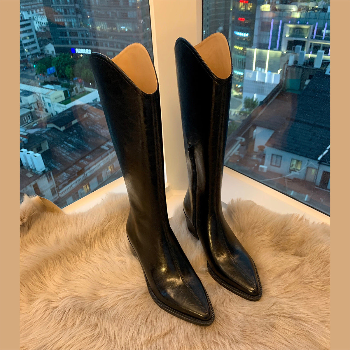 Cowhide Version Grape Mom Winter West Cowboy Female Platform Boots