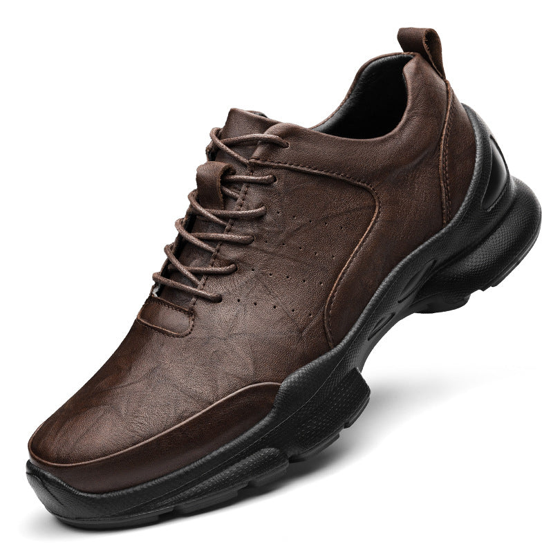 Men's Increasing Sports Summer Hollow Breathable Full Grain Cowhide Men's Shoes