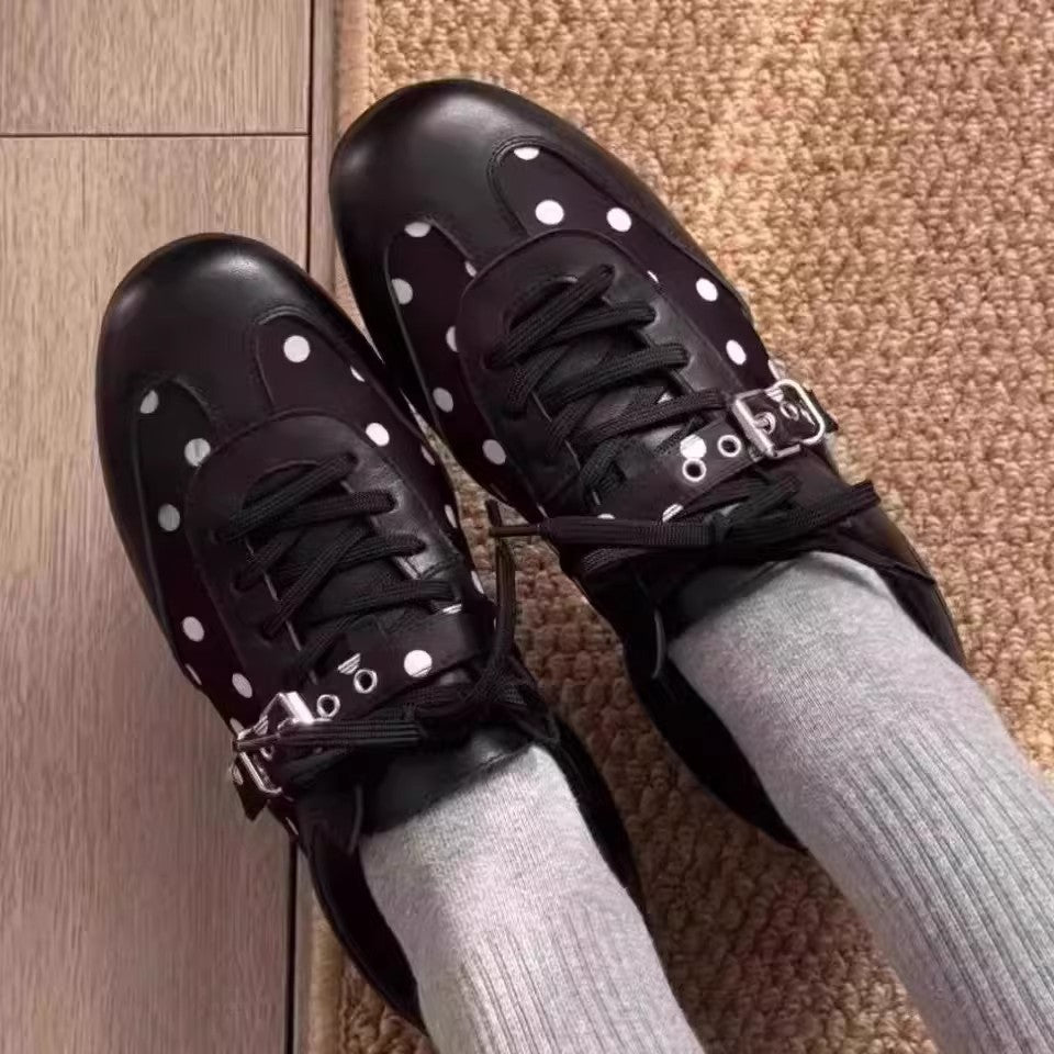 Women's Polka Dot Square Toe Flat Bottom Women's Casual Shoes