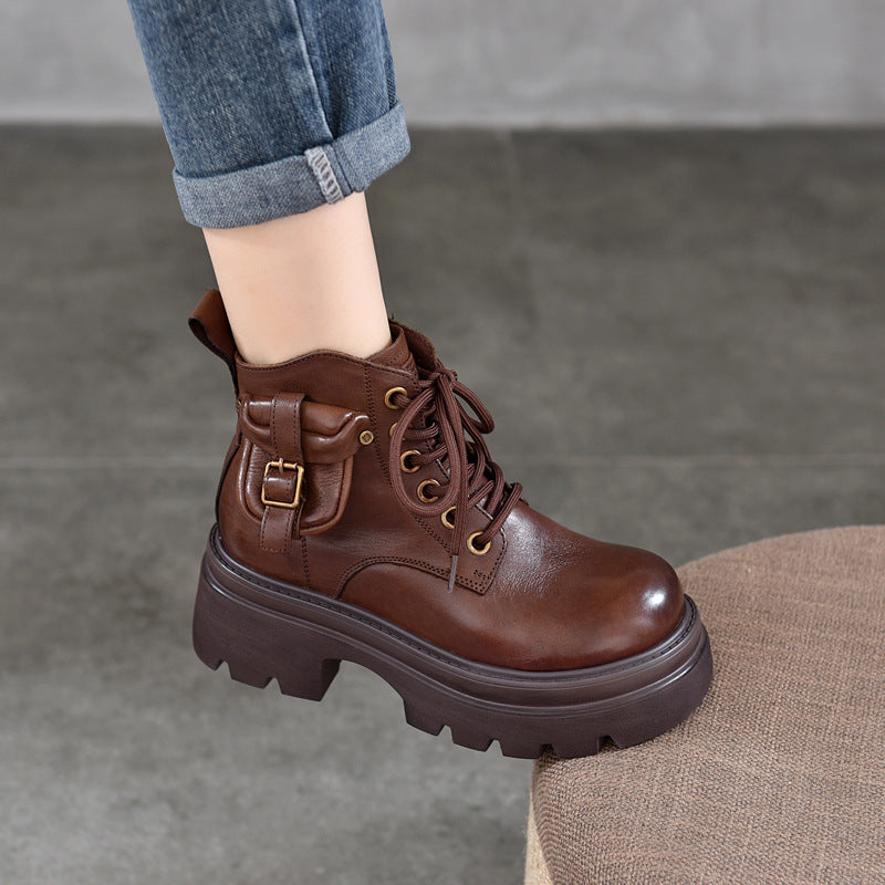 Women's Design Sense Small Pocket Thick-soled Short Boots