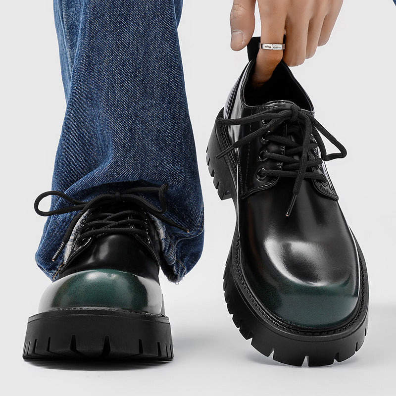Men's Thick Bottom Increased Business Formal Wear High-grade Big Head Low Men's Casual Leather Shoes