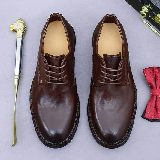 Men's Horse Big Head Sole British Derby Leather Shoes
