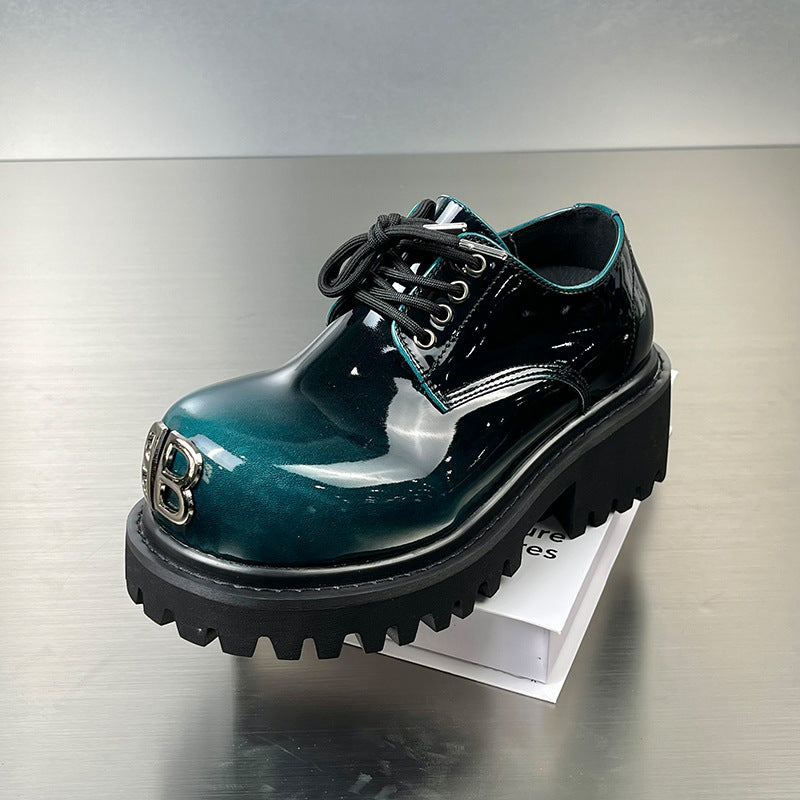 British Style Hidden Platform Motorcycle Fashionable Men's Casual Leather Shoes