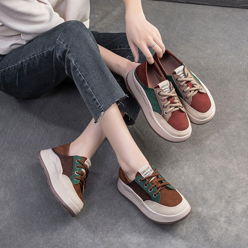 Women's Color Matching Fashion Pumps Thick Bottom Simple Women's Casual Shoes