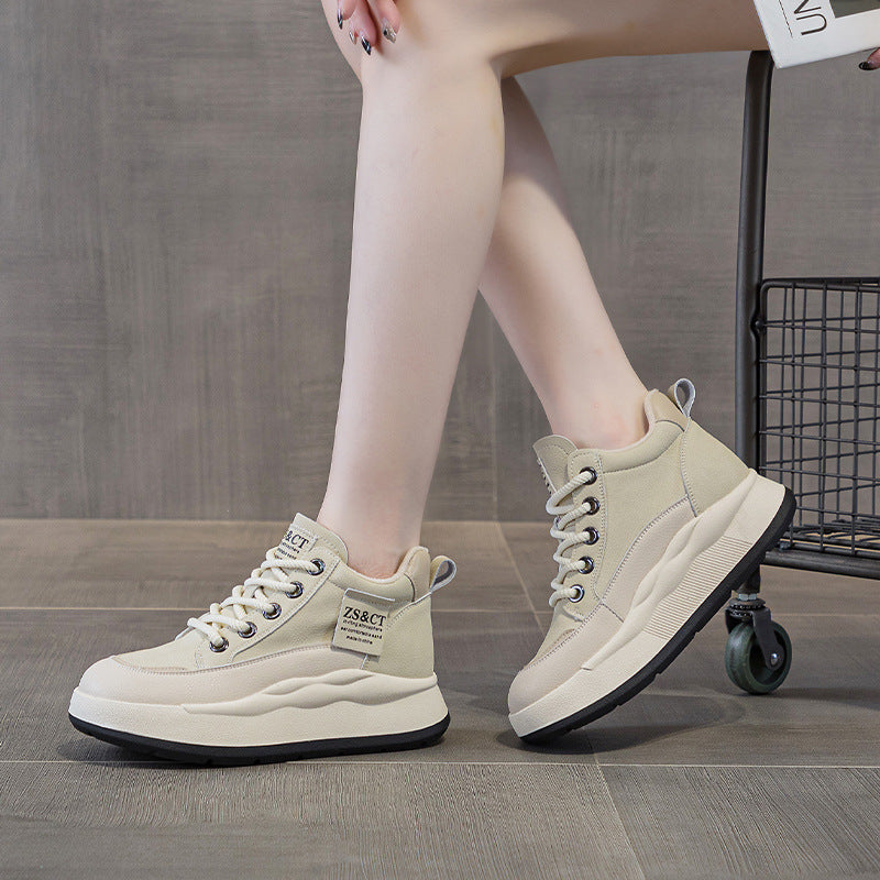 Authentic Versatile Thick Bottom Sports Leisure Black Women's Casual Shoes