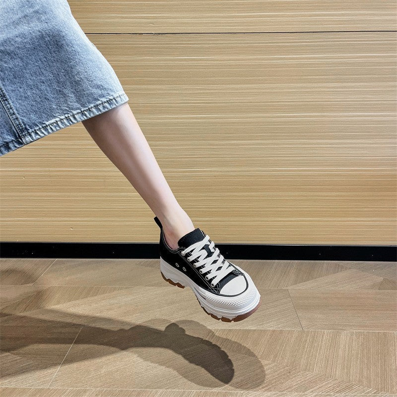 Women's Bottom Height Increasing Insole Wave Sports Super Hot Women's Canvas Shoes
