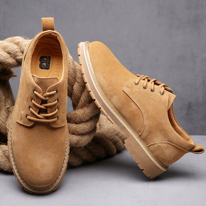 Men's Large Size Matte Cowhide Surface Big Head Low Top Men's Casual Shoes