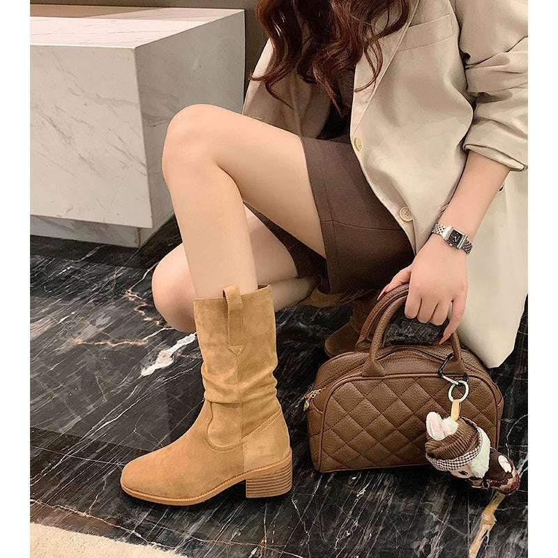 Women's Height Increasing Length Loose Socks V Cut Knee-high Thick Slimming Boots