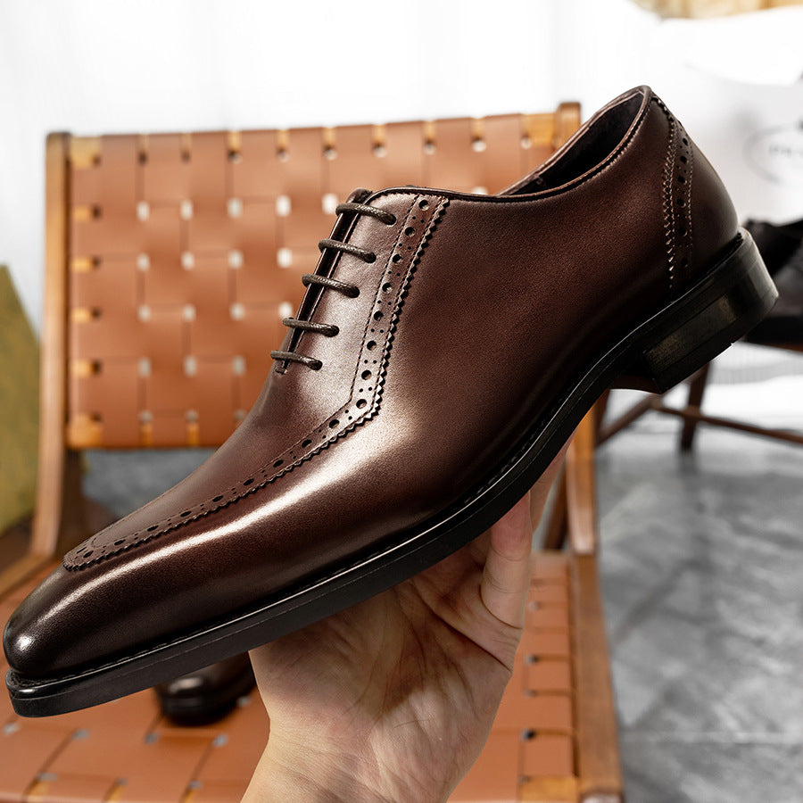 Men's Brogue Oxford Calf Pumps Formal Wear Men's Business Leather Shoes