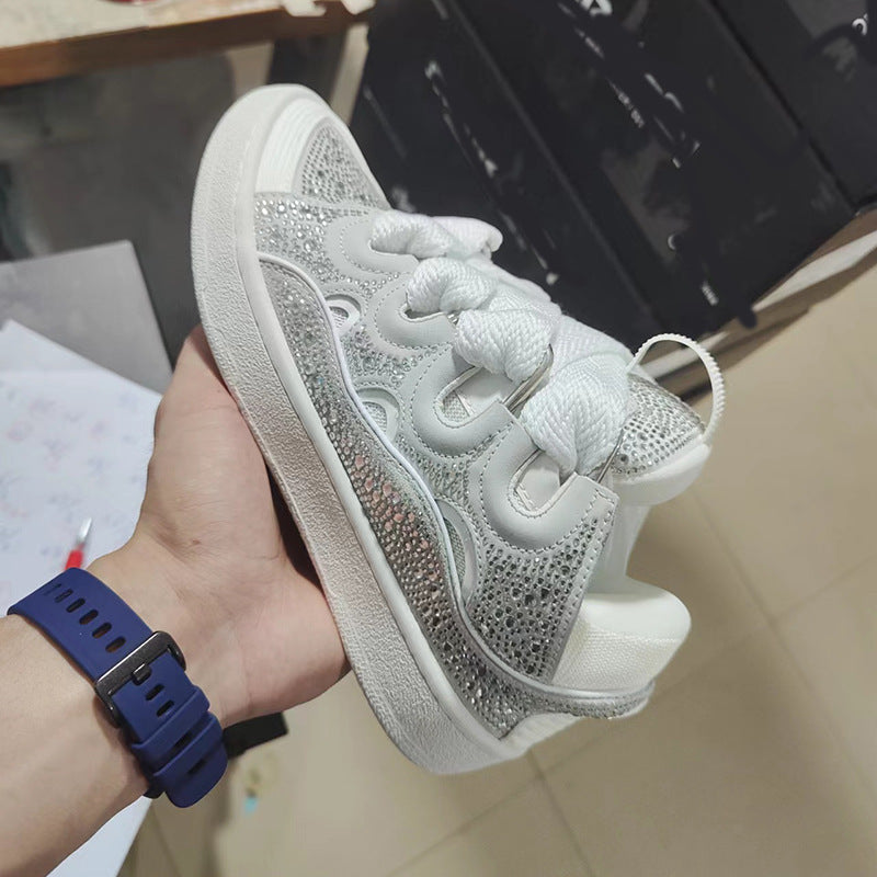 Women's & Men's Spring Low Trendy Couple Rhinestone Raise Men's Shoes