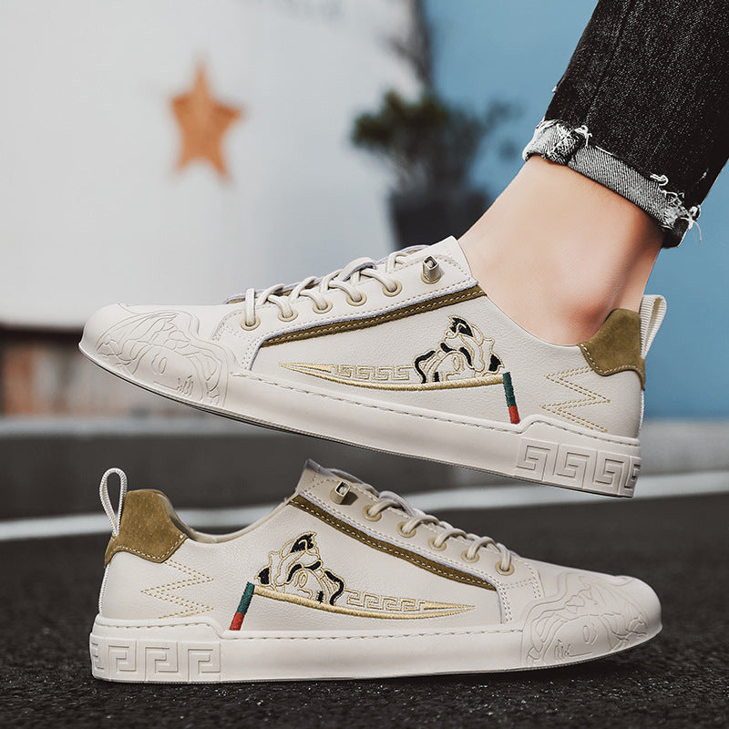 Men's Trendy Fashion Breathable Board Four White Casual Shoes