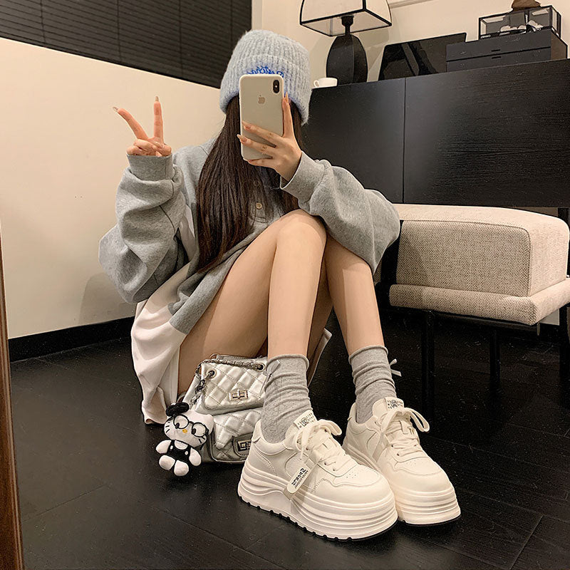 Women's Raise The Bottom White Spring Versatile Sneakers