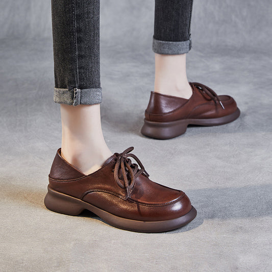 Women's Layer Cowhide Handmade Retro Small For Spring Two-way Lazy Soft Leather Shoes