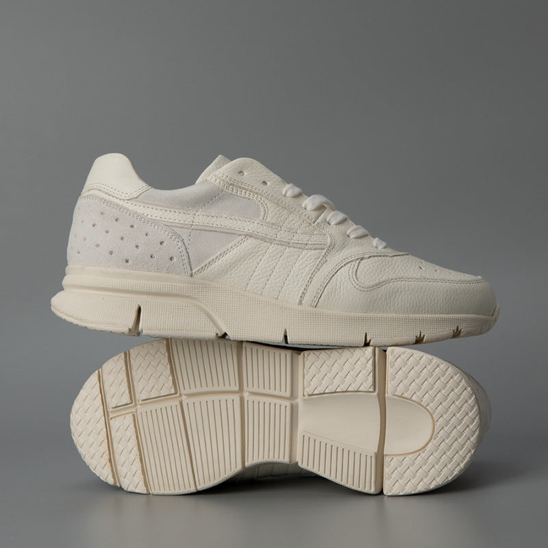 Men's Frost White Top Layer Cowhide Suede Leather Shoes