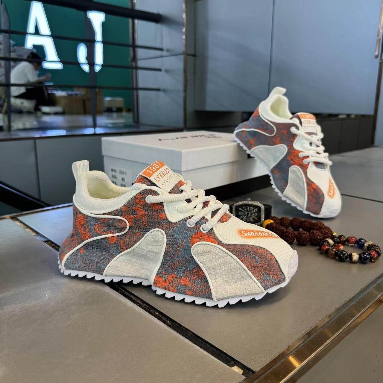 Men's Fashionable Fabric Patchwork Easy Matching Comfortable Platform Height Increasing Casual Shoes