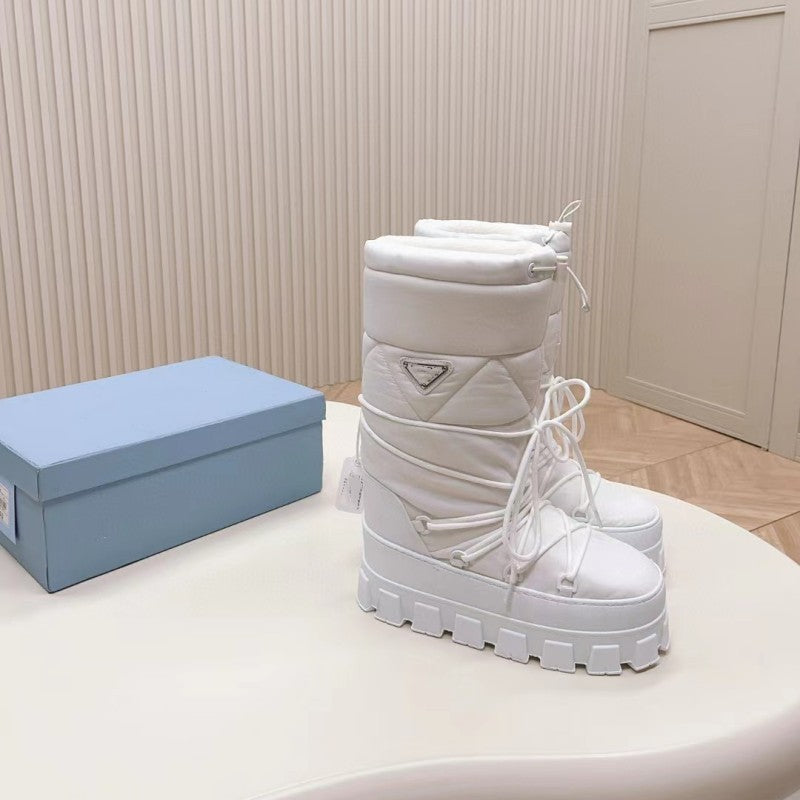 Women's Raise The Bottom Nylon Fabric Contraction Band Snow Boots