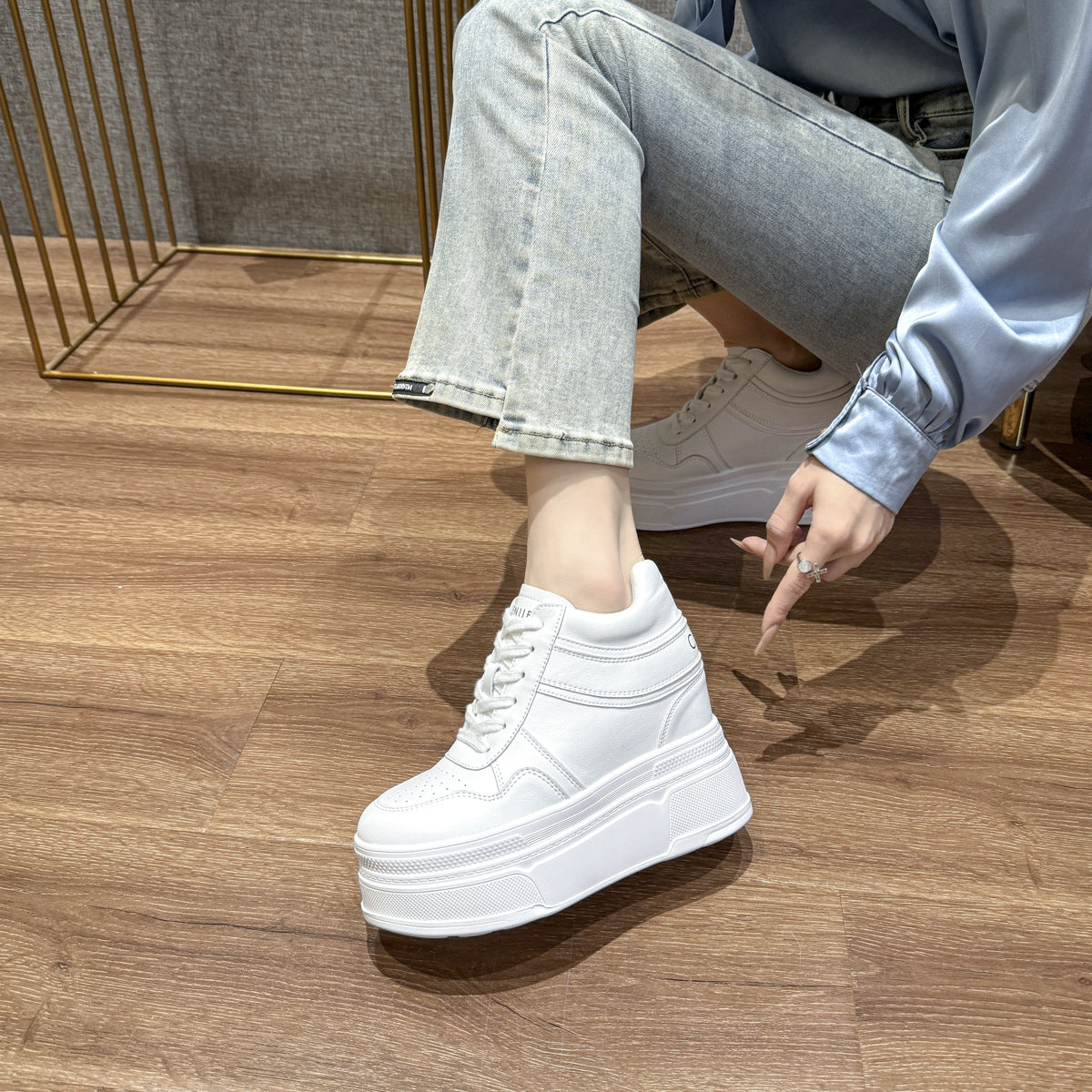 Women's Height Increasing Insole Small White Platform Women's Casual Shoes