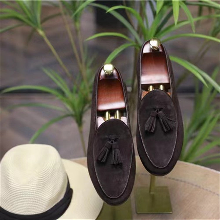 Men's Fashion Retro British Beanie Tassel Slip Men's Casual Shoes
