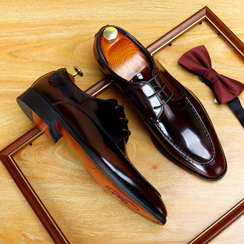 Men's Surface Patent Cowhide Formal Wear British Men's Shoes