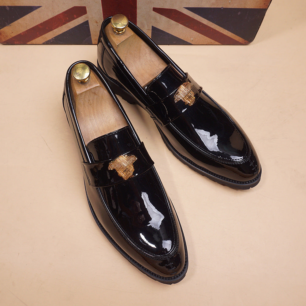 Men's Summer Bright Korean Pointed Toe Retro Men's Casual Leather Shoes