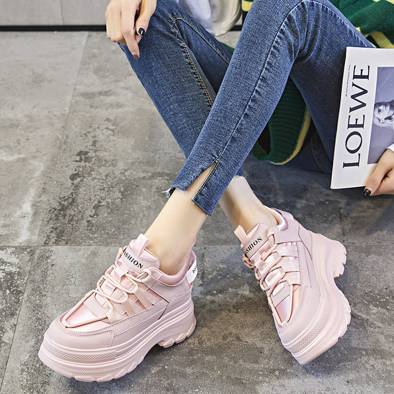 Women's Platform White Height Increasing Insole Leisure Board Trendy Women's Casual Shoes