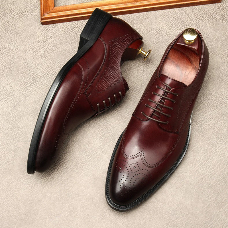 Men's First Layer Cowhide Business Spring Formal Leather Shoes